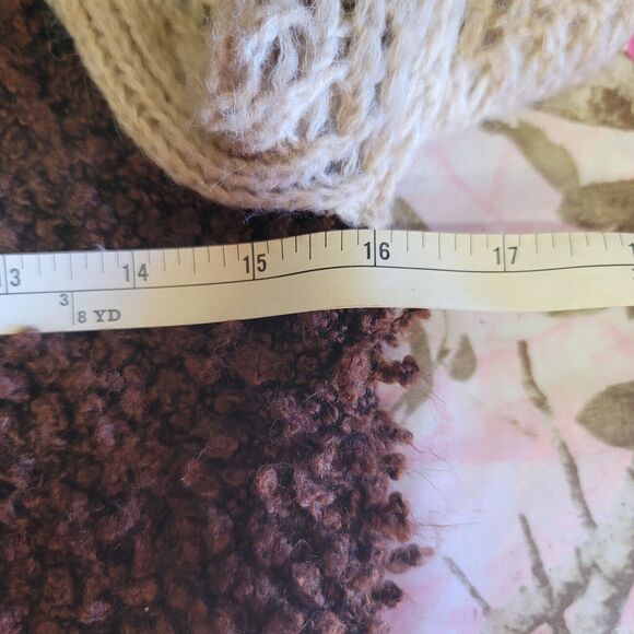 Zara Crotched Knit Fuzzy Crop Top Tan & Brown Womens Size L - Picture 7 of 10